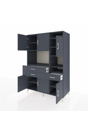 Kronos Dolap 10 Raflı 3 Çekmeceli 6 Kapaklı 132x59x195 Antrasit-Antrasit/Antrasit