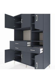Kronos Dolap 10 Raflı 3 Çekmeceli 6 Kapaklı 132x59x195 Antrasit-Antrasit/Antrasit