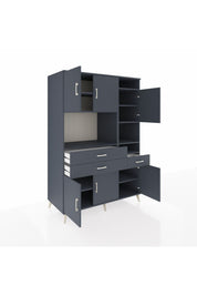 Kronos Dolap 10 Raflı 3 Çekmeceli 6 Kapaklı 132x59x195 Antrasit-Antrasit/Antrasit