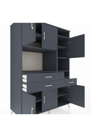 Kronos Dolap 10 Raflı 3 Çekmeceli 6 Kapaklı 132x59x195 Antrasit-Antrasit/Antrasit