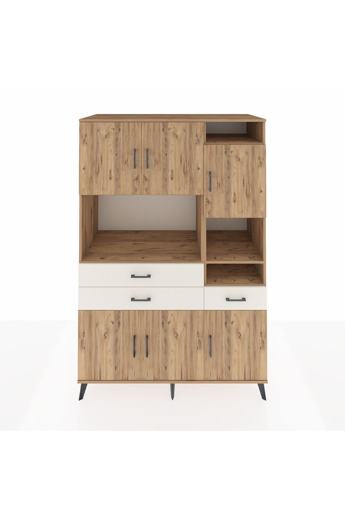 Kronos Dolap 10 Raflı 3 Çekmeceli 6 Kapaklı 132x59x195 Çam-Çam/Aytaşı