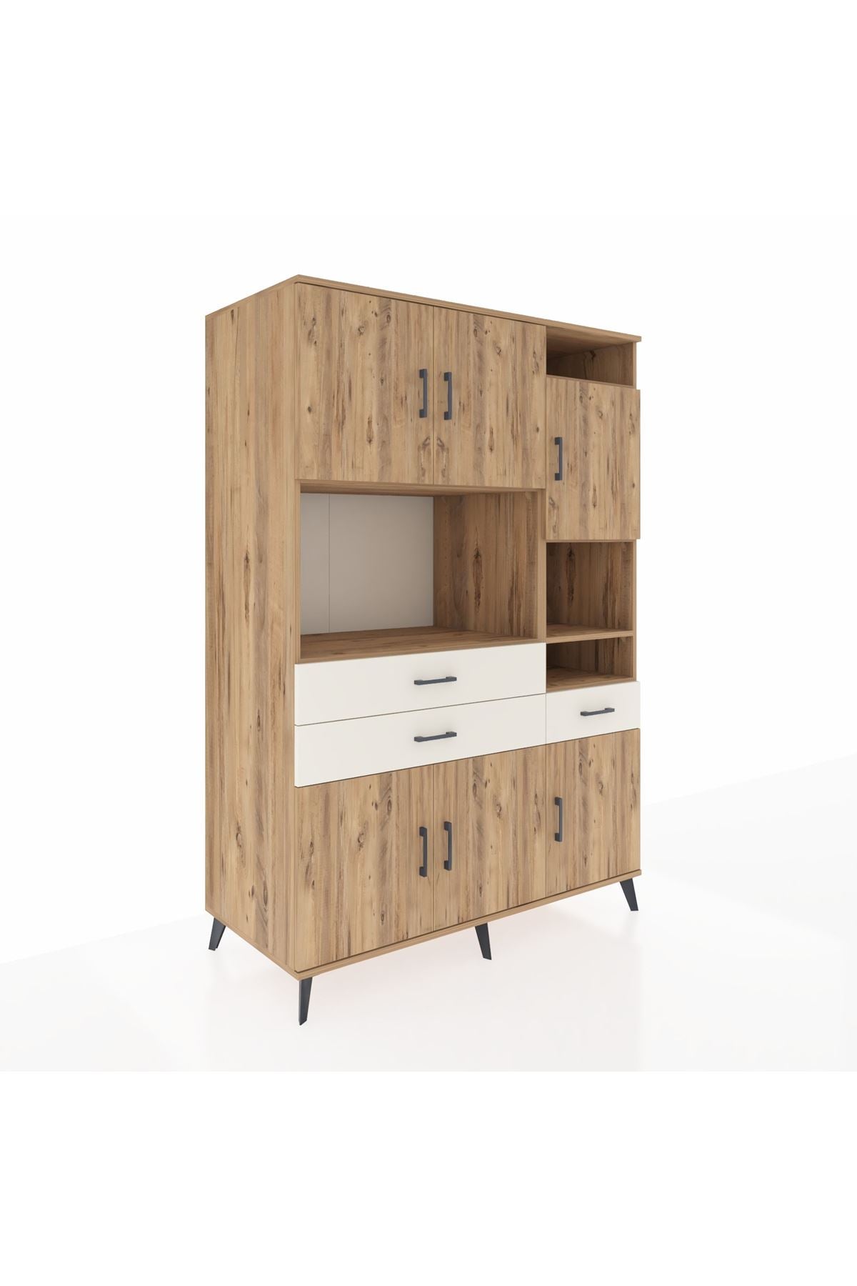 Kronos Dolap 10 Raflı 3 Çekmeceli 6 Kapaklı 132x59x195 Çam-Çam/Aytaşı