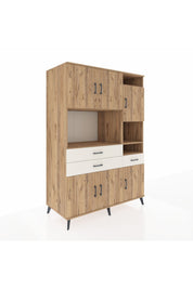 Kronos Dolap 10 Raflı 3 Çekmeceli 6 Kapaklı 132x59x195 Çam-Çam/Aytaşı