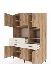 Kronos Dolap 10 Raflı 3 Çekmeceli 6 Kapaklı 132x59x195 Çam-Çam/Aytaşı