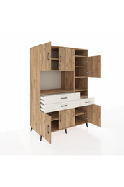 Kronos Dolap 10 Raflı 3 Çekmeceli 6 Kapaklı 132x59x195 Çam-Çam/Aytaşı