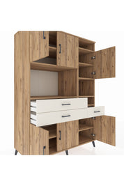 Kronos Dolap 10 Raflı 3 Çekmeceli 6 Kapaklı 132x59x195 Çam-Çam/Aytaşı