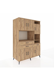 Kronos Dolap 10 Raflı 3 Çekmeceli 6 Kapaklı 132x59x195 Çam-Çam/Çam