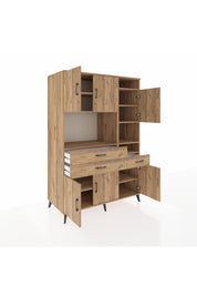 Kronos Dolap 10 Raflı 3 Çekmeceli 6 Kapaklı 132x59x195 Çam-Çam/Çam