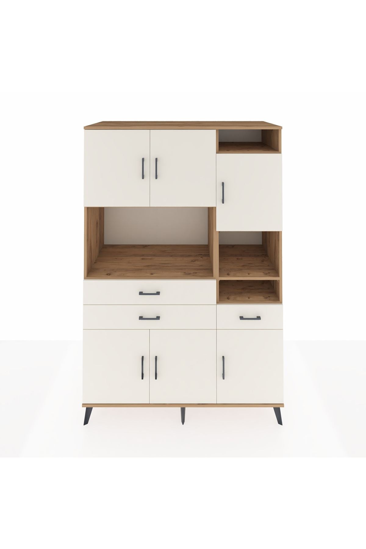 Kronos Dolap 10 Raflı 3 Çekmeceli 6 Kapaklı 132x59x195 Çam-Aytaşı/Aytaşı