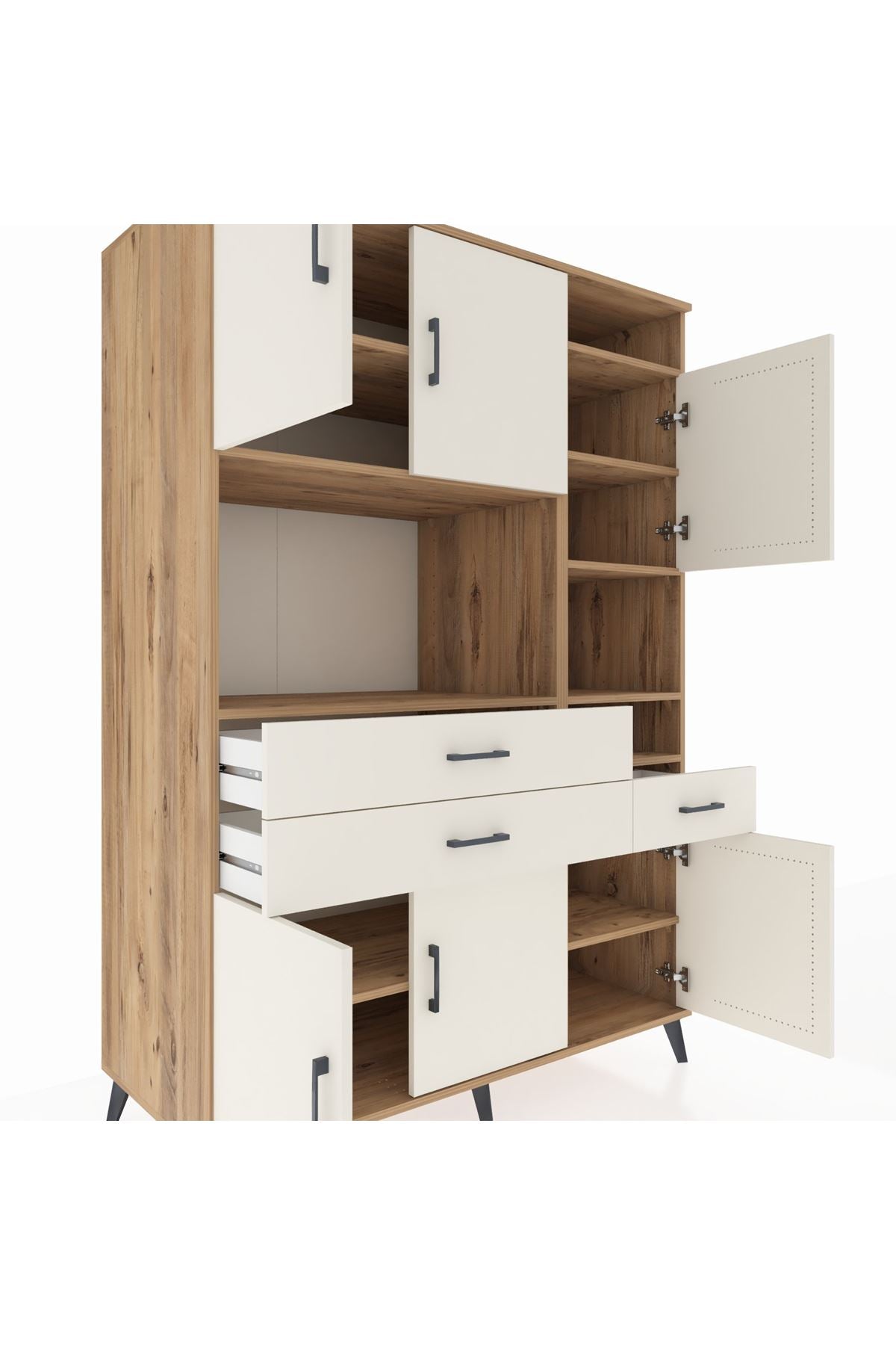 Kronos Dolap 10 Raflı 3 Çekmeceli 6 Kapaklı 132x59x195 Çam-Aytaşı/Aytaşı