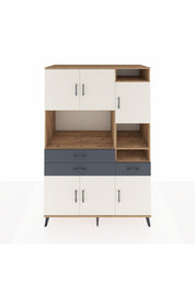 Kronos Dolap 10 Raflı 3 Çekmeceli 6 Kapaklı 132x59x195 Çam-Aytaşı/Antrasit