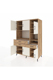 Kronos Dolap 10 Raflı 3 Çekmeceli 6 Kapaklı 132x59x195 Çam-Aytaşı/Çam