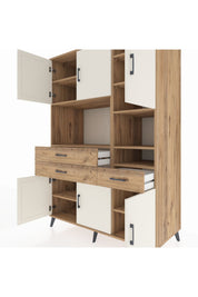 Kronos Dolap 10 Raflı 3 Çekmeceli 6 Kapaklı 132x59x195 Çam-Aytaşı/Çam