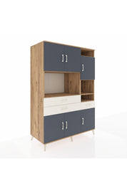 Kronos Dolap 10 Raflı 3 Çekmeceli 6 Kapaklı 132x59x195 Çam-Antrasit/Aytaşı