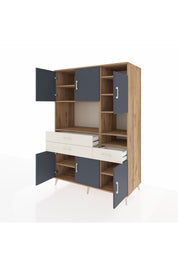 Kronos Dolap 10 Raflı 3 Çekmeceli 6 Kapaklı 132x59x195 Çam-Antrasit/Aytaşı