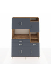 Kronos Dolap 10 Raflı 3 Çekmeceli 6 Kapaklı 132x59x195 Çam-Antrasit/Antrasit