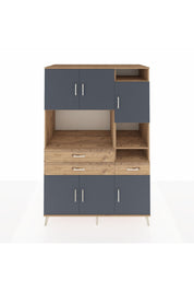 Kronos Dolap 10 Raflı 3 Çekmeceli 6 Kapaklı 132x59x195 Çam-Antrasit/Çam