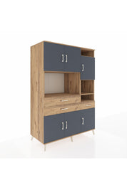 Kronos Dolap 10 Raflı 3 Çekmeceli 6 Kapaklı 132x59x195 Çam-Antrasit/Çam