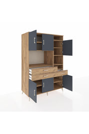 Kronos Dolap 10 Raflı 3 Çekmeceli 6 Kapaklı 132x59x195 Çam-Antrasit/Çam