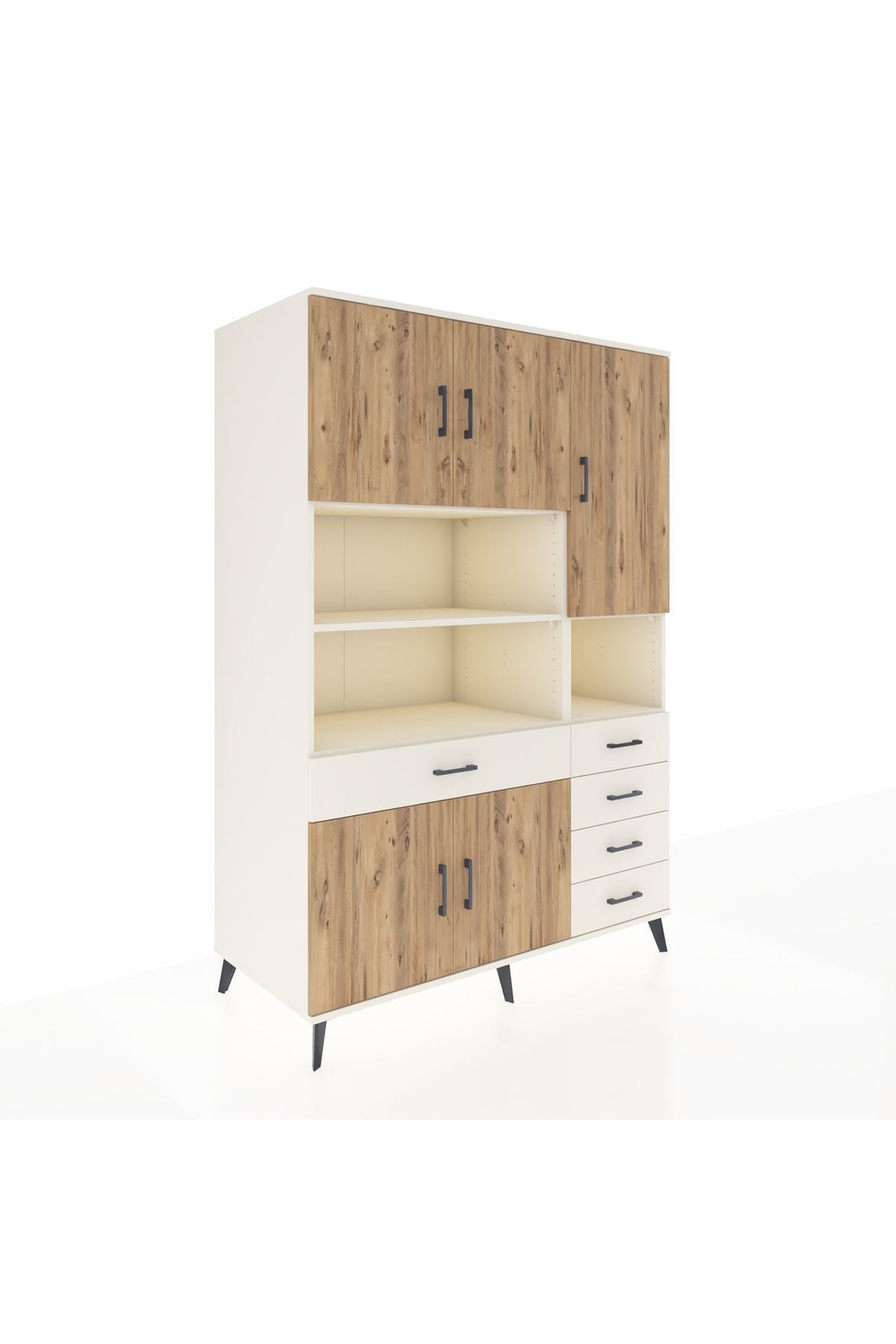 Kronos Dolap 9 Raflı 5 Çekmeceli 5 Kapaklı 132x59x195 Aytaşı-Çam/Aytaşı