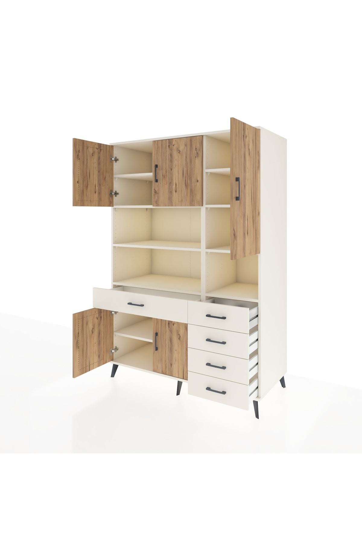 Kronos Dolap 9 Raflı 5 Çekmeceli 5 Kapaklı 132x59x195 Aytaşı-Çam/Aytaşı