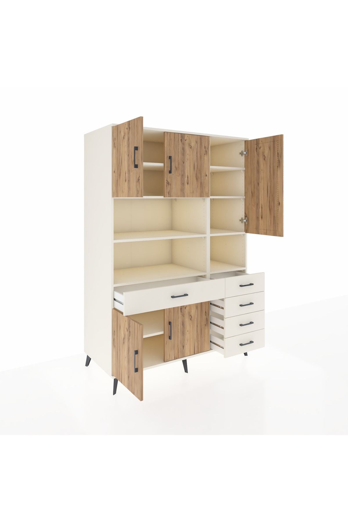 Kronos Dolap 9 Raflı 5 Çekmeceli 5 Kapaklı 132x59x195 Aytaşı-Çam/Aytaşı