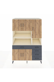 Kronos Dolap 9 Raflı 5 Çekmeceli 5 Kapaklı 132x59x195 Aytaşı-Çam/Antrasit