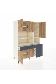 Kronos Dolap 9 Raflı 5 Çekmeceli 5 Kapaklı 132x59x195 Aytaşı-Çam/Antrasit