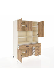 Kronos Dolap 9 Raflı 5 Çekmeceli 5 Kapaklı 132x59x195 Aytaşı-Çam/Çam