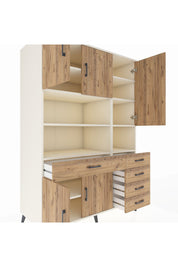 Kronos Dolap 9 Raflı 5 Çekmeceli 5 Kapaklı 132x59x195 Aytaşı-Çam/Çam