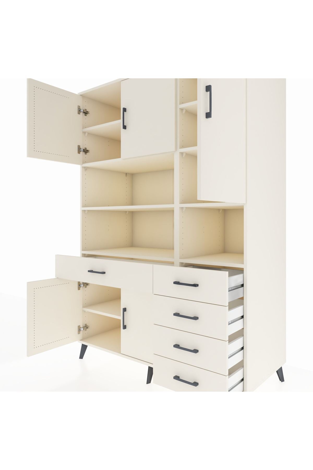 Kronos Dolap 9 Raflı 5 Çekmeceli 5 Kapaklı 132x59x195 Aytaşı-Aytaşı/Aytaşı