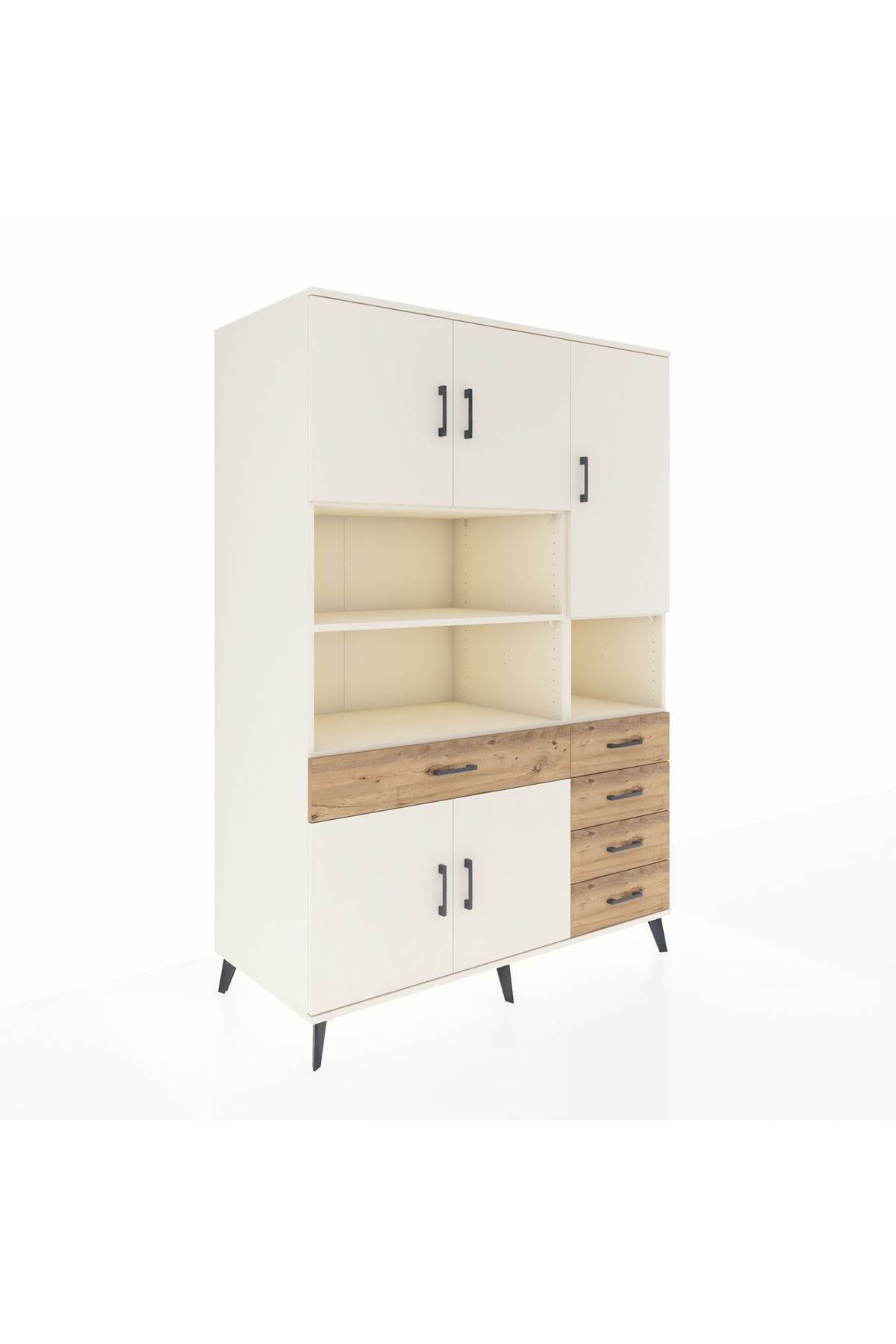 Kronos Dolap 9 Raflı 5 Çekmeceli 5 Kapaklı 132x59x195 Aytaşı-Aytaşı/Çam