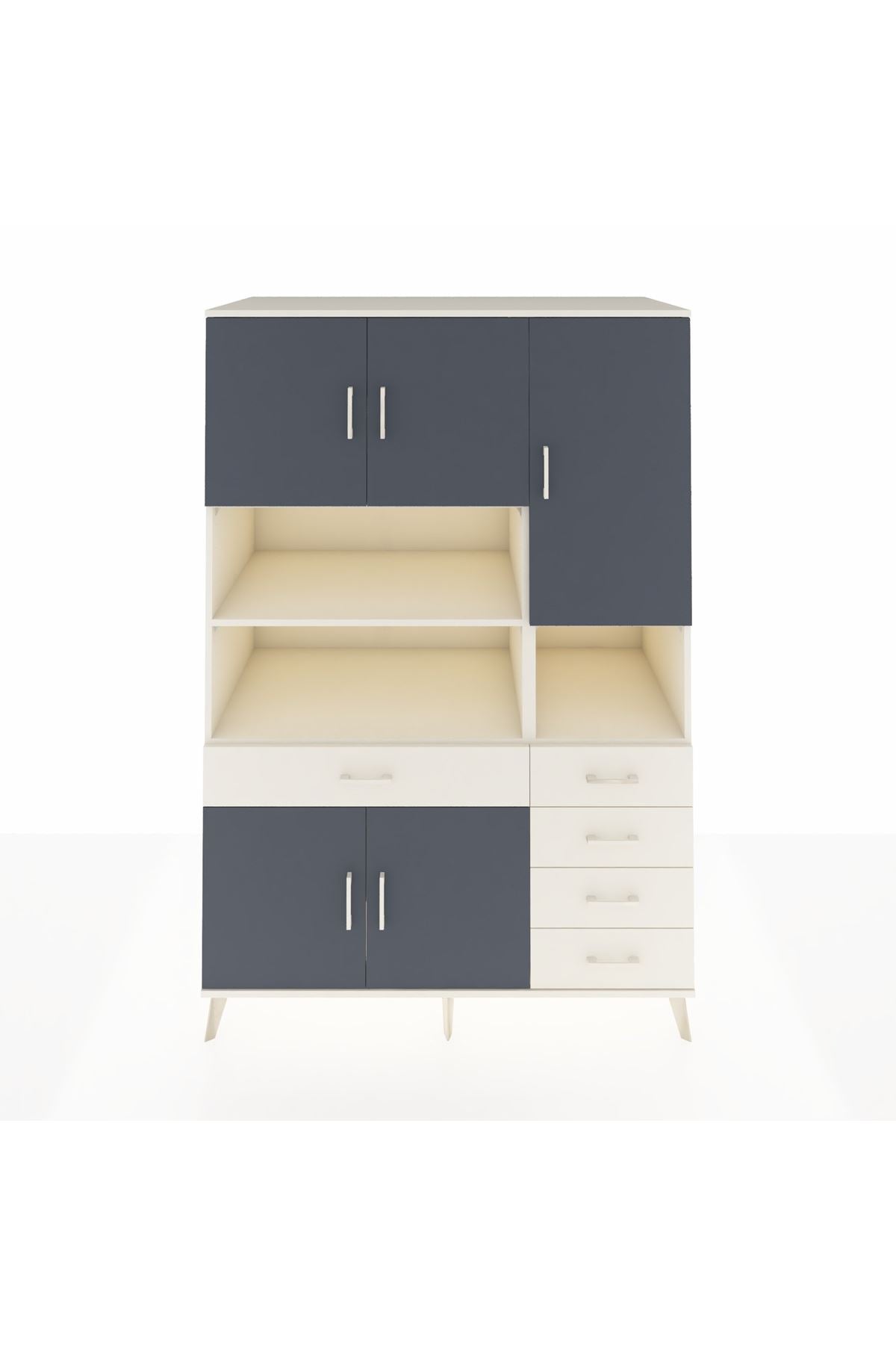 Kronos Dolap 9 Raflı 5 Çekmeceli 5 Kapaklı 132x59x195 Aytaşı-Antrasit/Aytaşı