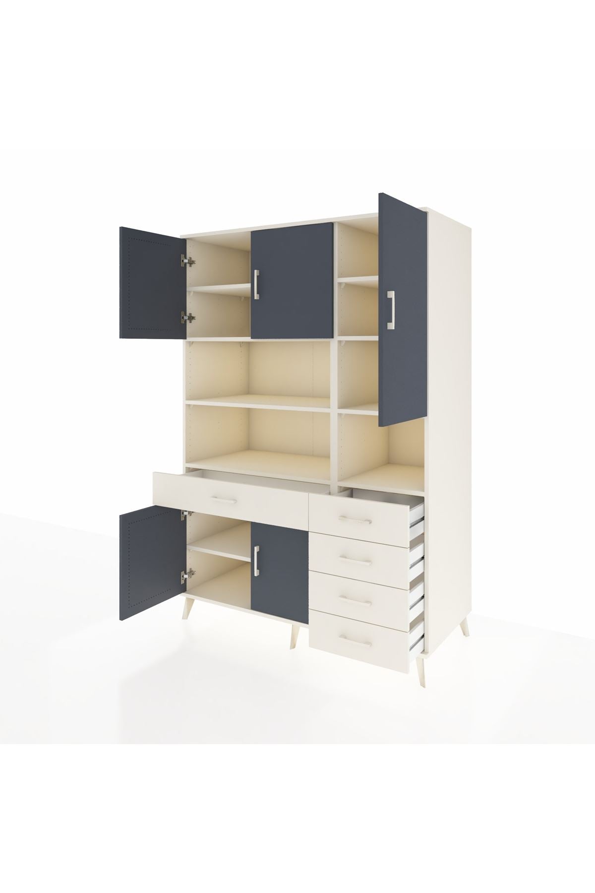 Kronos Dolap 9 Raflı 5 Çekmeceli 5 Kapaklı 132x59x195 Aytaşı-Antrasit/Aytaşı