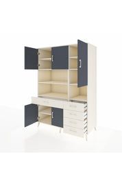 Kronos Dolap 9 Raflı 5 Çekmeceli 5 Kapaklı 132x59x195 Aytaşı-Antrasit/Aytaşı