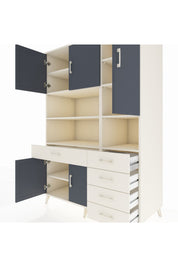 Kronos Dolap 9 Raflı 5 Çekmeceli 5 Kapaklı 132x59x195 Aytaşı-Antrasit/Aytaşı