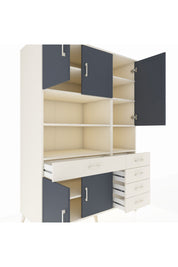 Kronos Dolap 9 Raflı 5 Çekmeceli 5 Kapaklı 132x59x195 Aytaşı-Antrasit/Aytaşı