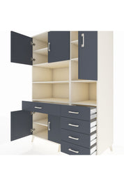 Kronos Dolap 9 Raflı 5 Çekmeceli 5 Kapaklı 132x59x195 Aytaşı-Antrasit/Antrasit