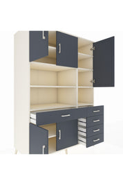 Kronos Dolap 9 Raflı 5 Çekmeceli 5 Kapaklı 132x59x195 Aytaşı-Antrasit/Antrasit