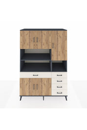 Kronos Dolap 9 Raflı 5 Çekmeceli 5 Kapaklı 132x59x195 Antrasit-Çam/Aytaşı