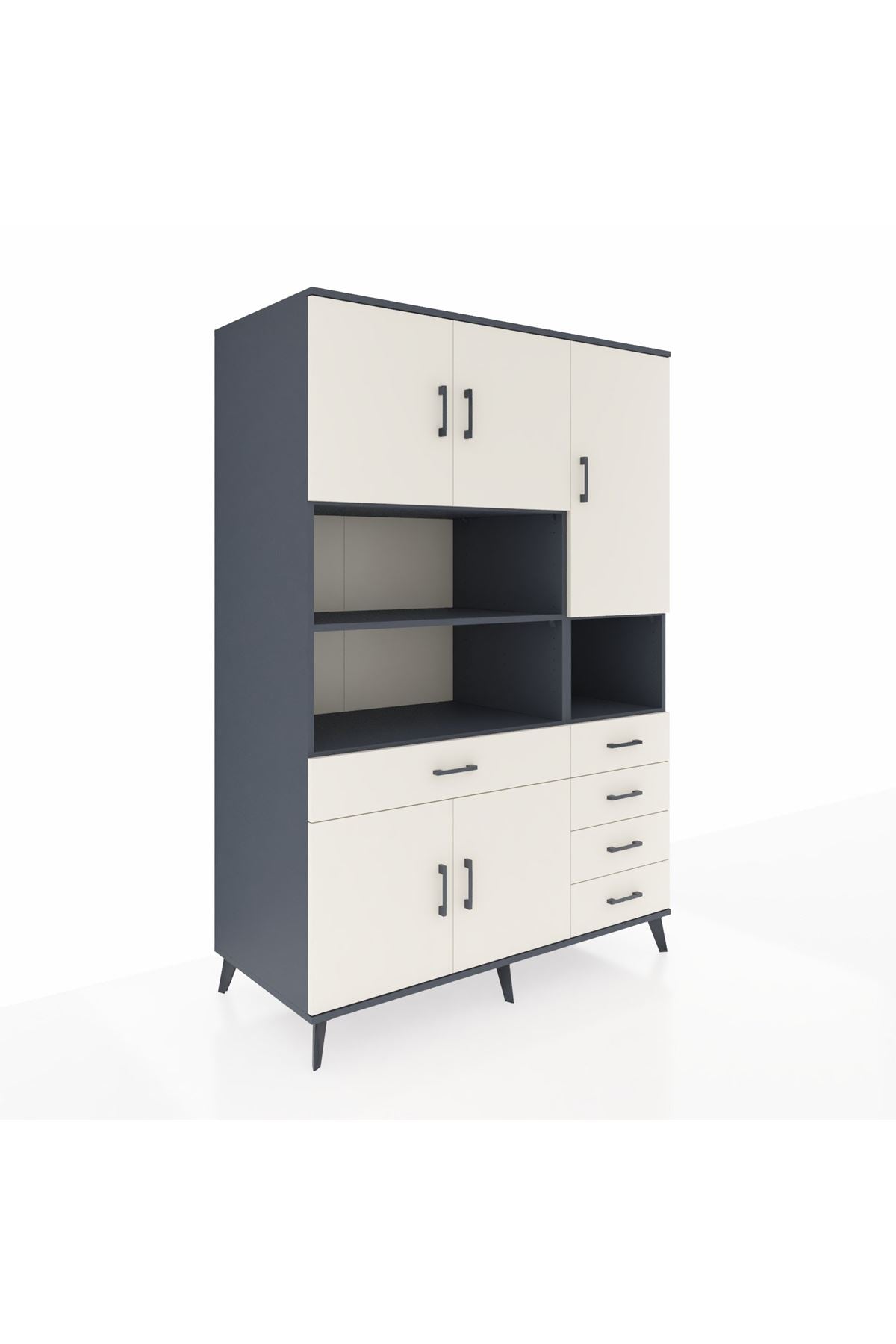 Kronos Dolap 9 Raflı 5 Çekmeceli 5 Kapaklı 132x59x195 Antrasit-Aytaşı/Aytaşı