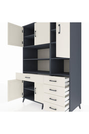Kronos Dolap 9 Raflı 5 Çekmeceli 5 Kapaklı 132x59x195 Antrasit-Aytaşı/Aytaşı