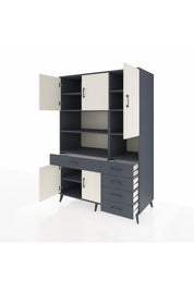 Kronos Dolap 9 Raflı 5 Çekmeceli 5 Kapaklı 132x59x195 Antrasit-Aytaşı/Antrasit