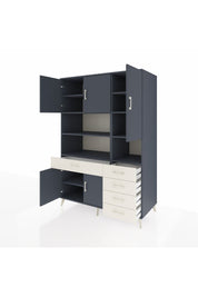 Kronos Dolap 9 Raflı 5 Çekmeceli 5 Kapaklı 132x59x195 Antrasit-Antrasit/Aytaşı