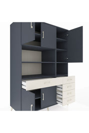 Kronos Dolap 9 Raflı 5 Çekmeceli 5 Kapaklı 132x59x195 Antrasit-Antrasit/Aytaşı