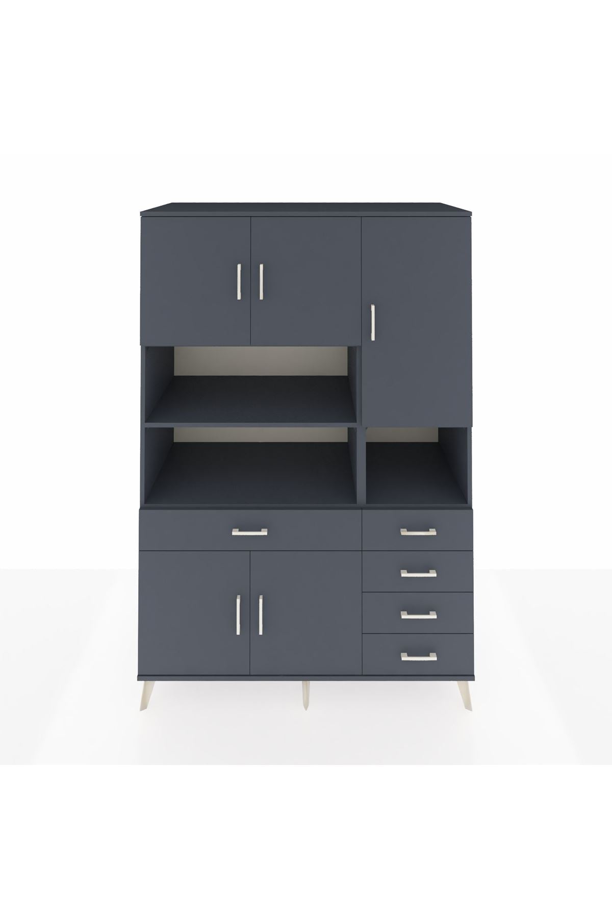 Kronos Dolap 9 Raflı 5 Çekmeceli 5 Kapaklı 132x59x195 Antrasit-Antrasit/Antrasit