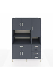 Kronos Dolap 9 Raflı 5 Çekmeceli 5 Kapaklı 132x59x195 Antrasit-Antrasit/Antrasit