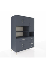 Kronos Dolap 9 Raflı 5 Çekmeceli 5 Kapaklı 132x59x195 Antrasit-Antrasit/Antrasit