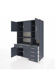 Kronos Dolap 9 Raflı 5 Çekmeceli 5 Kapaklı 132x59x195 Antrasit-Antrasit/Antrasit