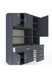 Kronos Dolap 9 Raflı 5 Çekmeceli 5 Kapaklı 132x59x195 Antrasit-Antrasit/Antrasit